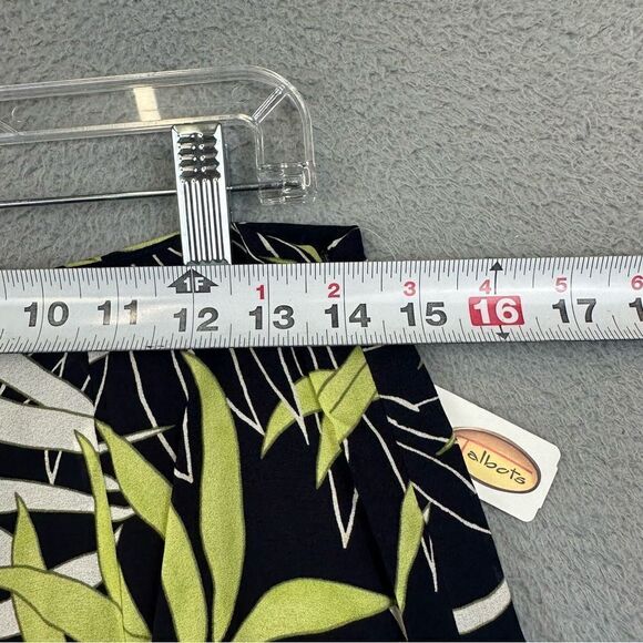 Talbots Silk Skirt Womens 8 Green Black‎ Hawaiian Palm Leaf Summer Business $118 - Picture 5 of 12